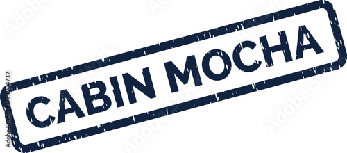 Official blue textured rubber stamp marking Cabin Mocha for cafe promotions or branding