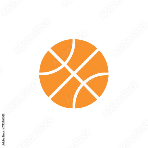 Orange basketball sport symbol on white background with clean lines