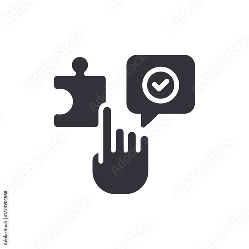 Integration Concept Icon With Puzzle And Approved Connection