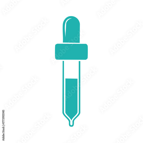 Turquoise Eye Dropper Filling with Medicine for Health and Beauty Regimen Icon on White