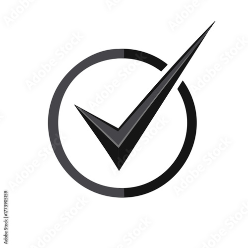 Bold check mark symbol within a circular outline representing approval or confirmation