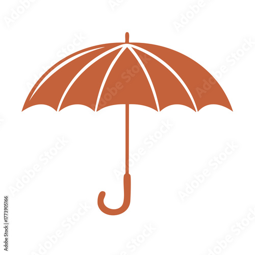 A simple orange umbrella icon with a curved handle against a white background