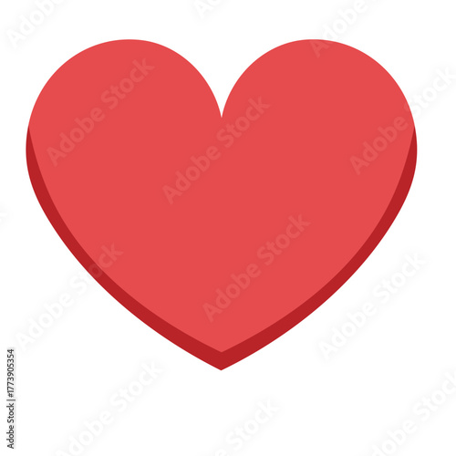 Solid Red Heart Shape with Subtle Shadow Effect