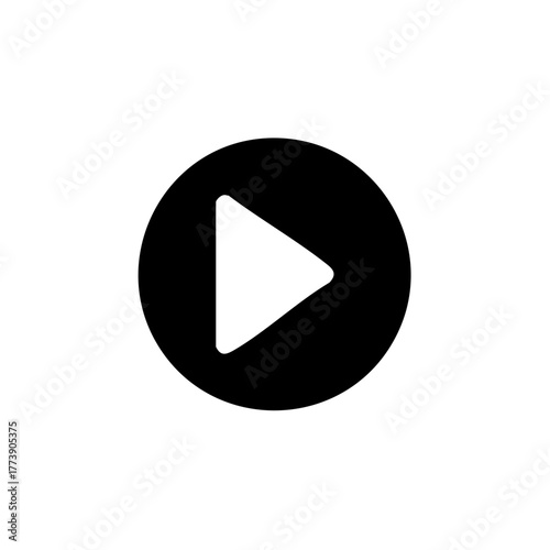 Simple Black Play Button Icon in Circle for Media Playback and Streaming