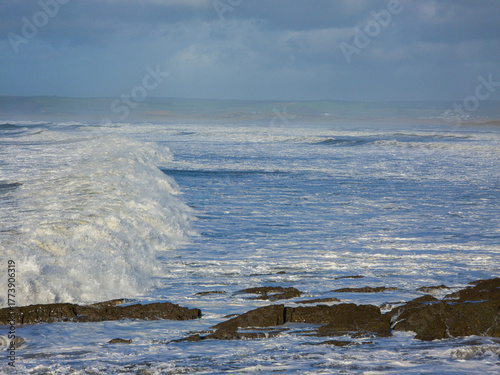 waves crashing on the rocks
