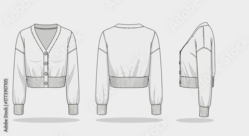White Cardigan Fashion Flat Design