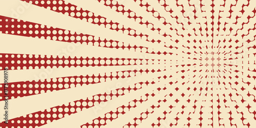 Circus background and spiral retro rays vector pattern. Vintage poster of red white sun or star burst radial lines with grunge texture, circus, carnival, summer fair or chapiteau backdrop