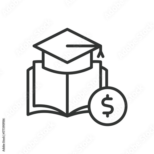 Education icon in line design. education, financial literacy, tuition, scholarship, student loan, knowledge, learning on white background vector. Education editable stroke icon