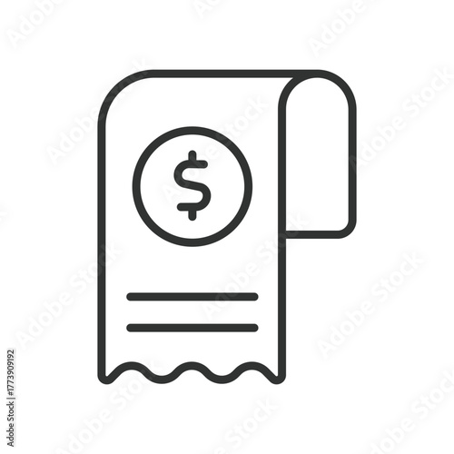 Receipt icon in line design. receipt, bill, invoice, payment, transaction, accounting, bookkeeping on white background vector. Receipt editable stroke icon