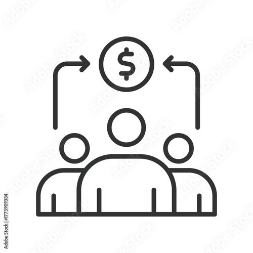 Investor icon in line design. investor, funding, team, capital, backing, support, portfolio on white background vector. Investor editable stroke icon