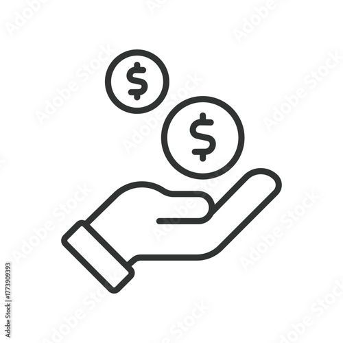 Income icon in line design. income, wage, salary, earnings, cash inflow, payment, paycheck on white background vector. Income editable stroke icon
