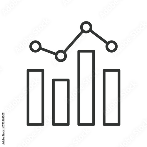 Data analysis icon in line design. data analysis, analytics, chart, bars, line, metrics, insights on white background vector. Data analysis editable stroke icon