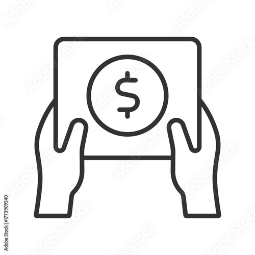 Money saving icon in line design. money saving, budget, frugal, expense control, goal, deposit, plan on white background vector. Money saving editable stroke icon