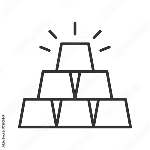 Gold icon in line design. gold, bullion, bar, reserve, precious metal, asset, hedge on white background vector. Gold editable stroke icon