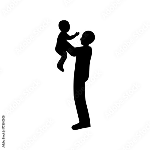 Silhouette of a parent holding up their child with love and affection