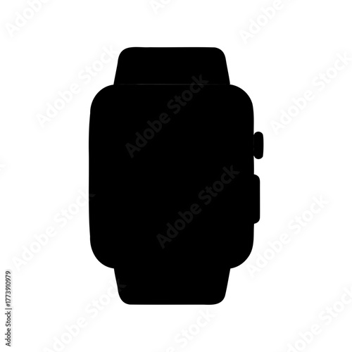 Silhouette of a modern smartwatch device isolated on a white background