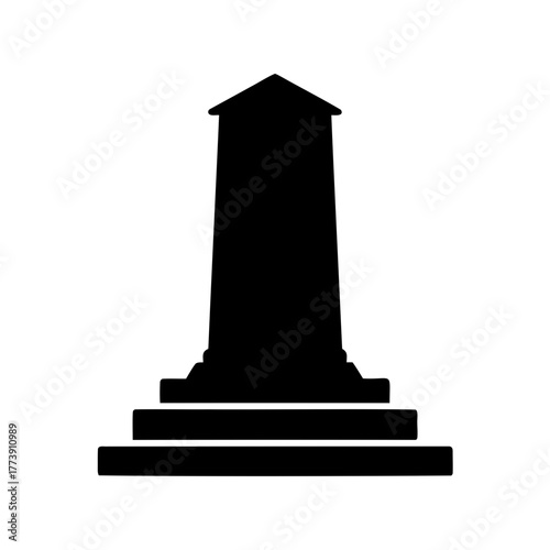 Black silhouette of a monument or memorial with pyramid style top