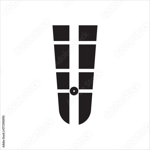 A simple silhouette icon in solid black depicting human abdominal muscles, or six-pack abs, symbolizing fitness, health, strength, sports, and dietary goals.
