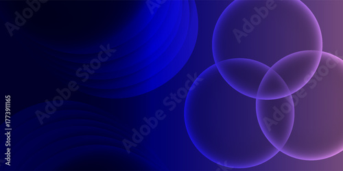 Gradient abstract background with glowing 3d glass spheres. Vector illustration.