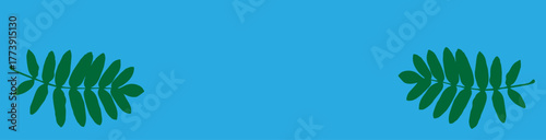 rowan leaf on a blue background,