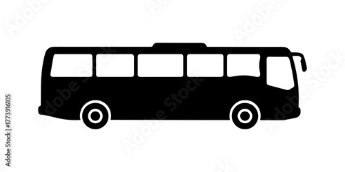 Public transportation bus silhouette vector flat illustration design. Bus pictogram.