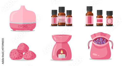 Aromatherapy Essentials - Diffuser, Oils, and Lavender.