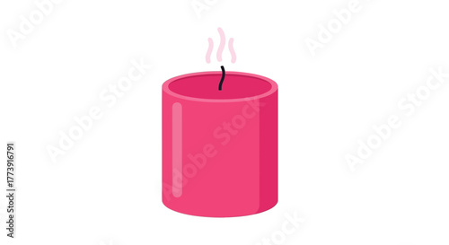 Illustration of a Lit Pink Candle with Smoke.