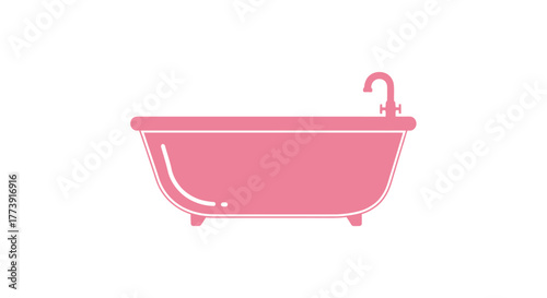 Pink Bathtub Illustration - A Clean and Relaxing Bathroom Fixture.