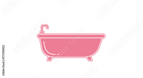 Pink Bathtub Illustration - Cleanliness and Relaxation in the Bathroom.