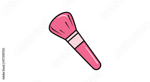 Pink Makeup Brush Illustration for Beauty and Cosmetics.