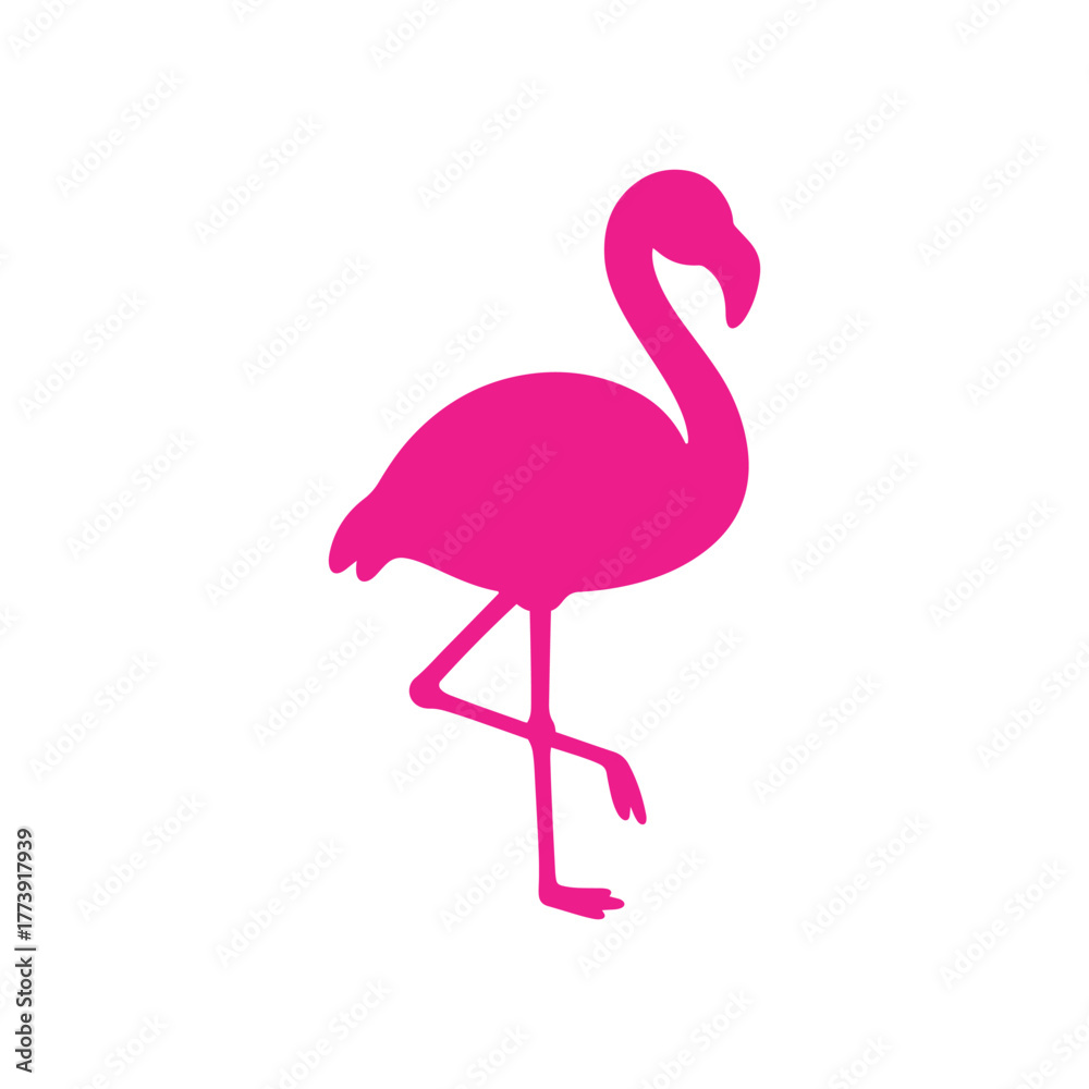 Fototapeta premium Cute pink flamingo silhouette vector flat illustration design. Cute flamingo icon.