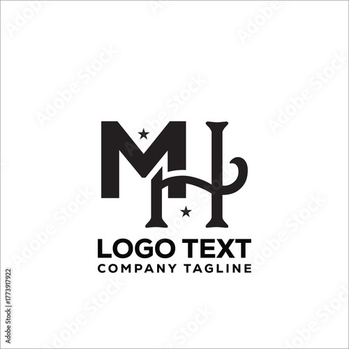 mh or mh  letter logo design
