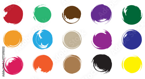 different color circles made with strokes without background	