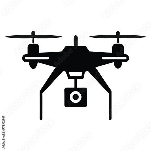 Silhouette drone vector icon 