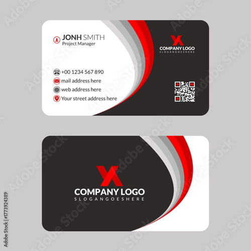 Red,black and white corporate business card
