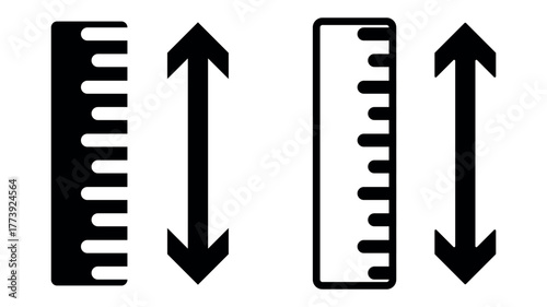 Adjustable height icon collection. Line vector sign, symbol for web and mobile. row height icon. Social distance measure flat sign design. Distance dimension symbol pictogram.
