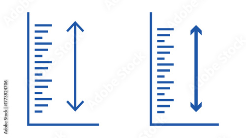 Adjustable height icon collection. Line vector sign, symbol for web and mobile. row height icon. Social distance measure flat sign design. Distance dimension symbol pictogram.