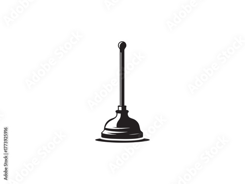 Flange Plunger Vector Icon Plumbing Maintenance Instrument Silhouette