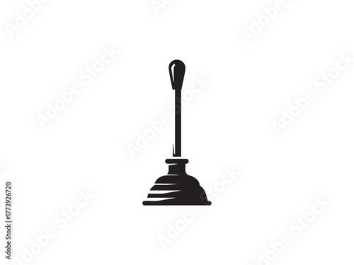 Plunger tool silhouette professional plumbing equipment icon vector illustration design