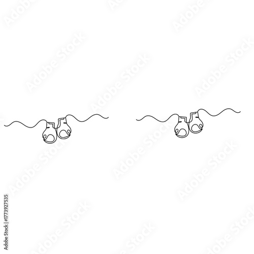 Boxing gloves icon  continuous one line drawing  outline vector illustration