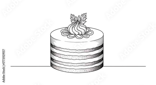Hand drawn sketch of a cake
