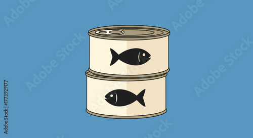 Canned fish stacked ready for consumption a food product.
