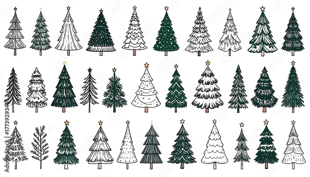 Obraz premium Christmas Tree Illustrations Collection.