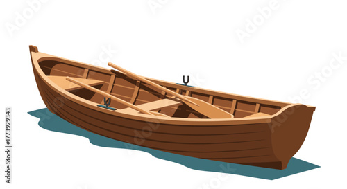 Wooden Rowboat Floating on Water: A Peaceful Journey.