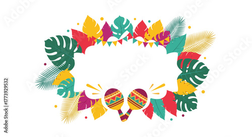 Festive Carnival Celebration with Colorful Decorations and Maracas.
