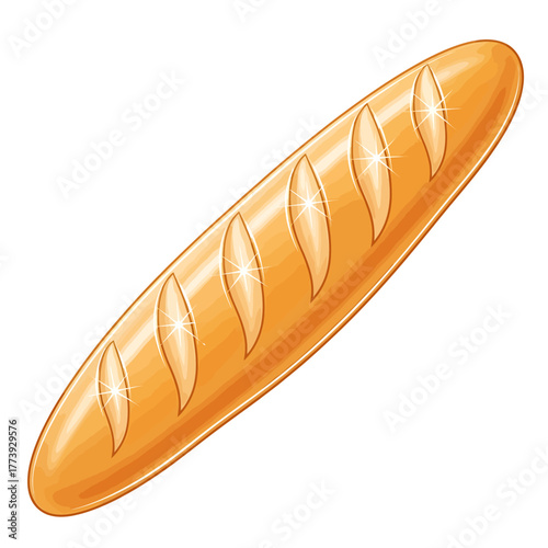 Shiny baguette, a delicious crusty bread loaf