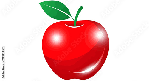Fresh red apple with green leaf for health