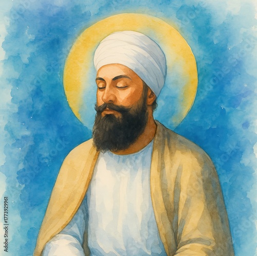 Portrait of guru tegh bahadur ji on his martyrdom day.