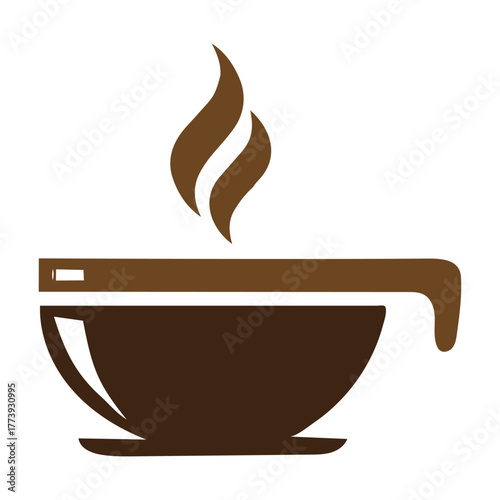 Brown coffee cup with steam graphic hot drink beverage