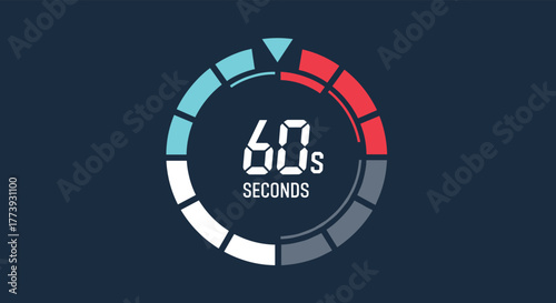 Countdown timer showing sixty seconds perfect for time management.